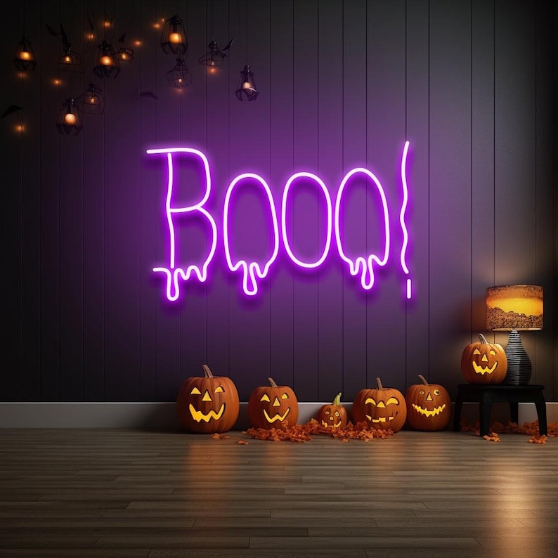 BOO LED Halloween neon sign glowing in Neon Colors  – Neon.Outshine