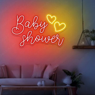 Baby Shower Neon sign in soft LED glow, mounted on clear acrylic – baby event wall décor by Neon.Outshine