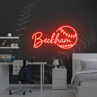 Beckham' name sign in vibrant purple LED lights on a clear acrylic backing – Neon.Outshine