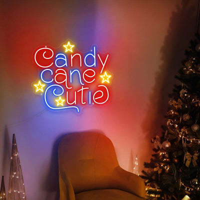 Candy Cane Cutie LED Christmas Neon Sign by Neon.Outshine glowing in red and white holiday colors.