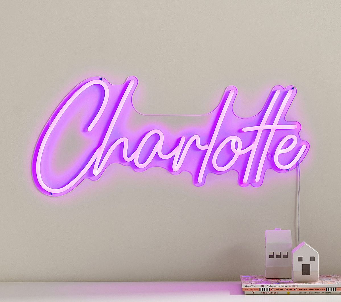 Charlotte' Name Neon sign  in elegant script, perfect for nursery or bedroom decor – Neon.Outshine