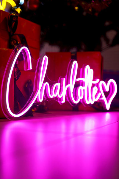 Charlotte' Name Neon sign  in elegant script, perfect for nursery or bedroom decor – Neon.Outshine