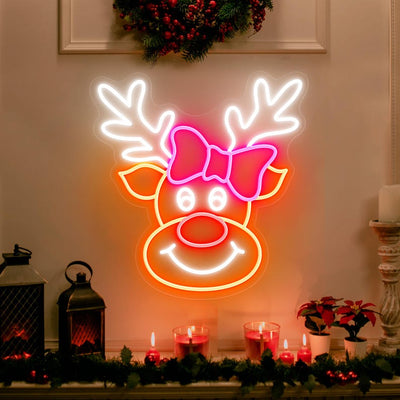 Christmas Elk Deer LED Sign by Neon.Outshine glowing warmly for festive holiday décor.