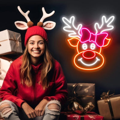 Christmas Elk Deer LED Sign by Neon.Outshine glowing warmly for festive holiday décor.