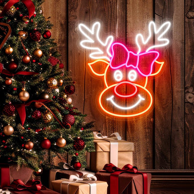 Christmas Elk Deer LED Sign by Neon.Outshine glowing warmly for festive holiday décor.