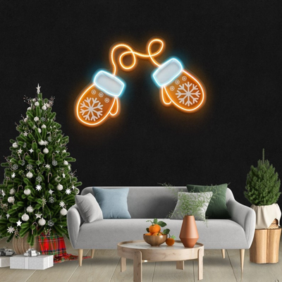 Christmas Gloves Neon Sign by Neon.Outshine –  glowing winter gloves for cheerful Christmas décor