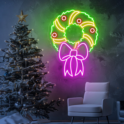 Christmas Mistletoe Neon Sign by Neon.Outshine glowing in festive colors for holiday décor.