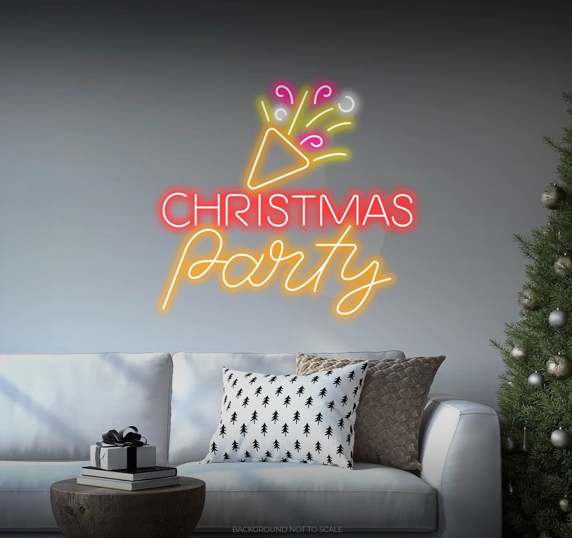 Christmas Party Confetti Neon Sign by Neon.Outshine glowing in vibrant festive colors