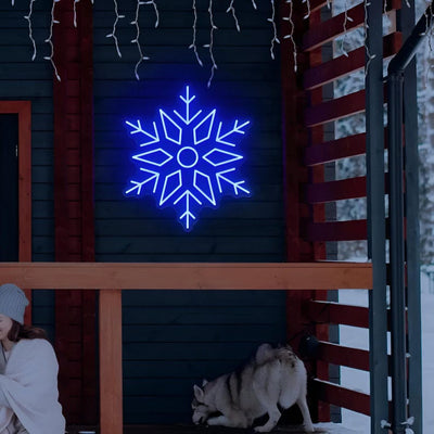 Christmas Snowflake LED Neon Sign by Neon.Outshine glowing in cool white light, perfect for winter and holiday decorations.”