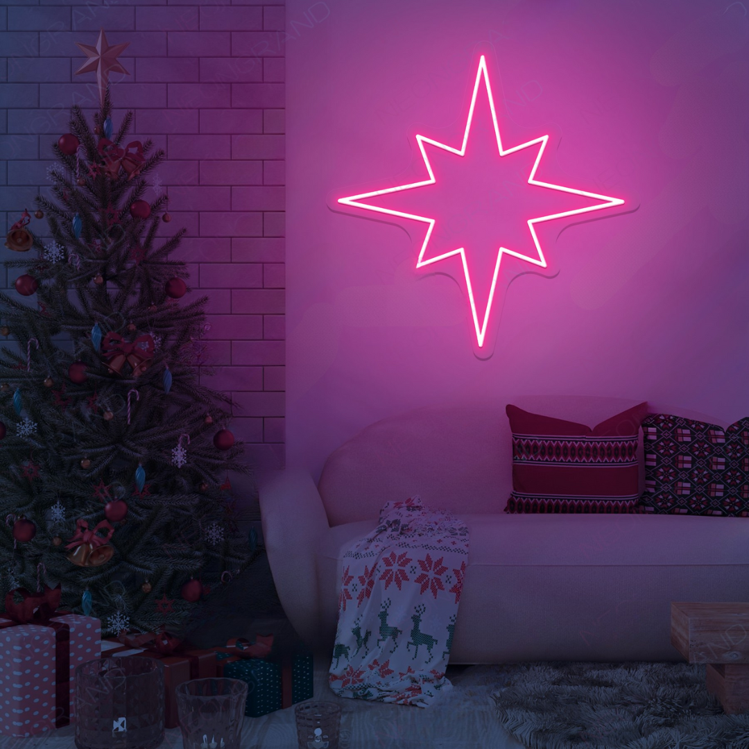 Christmas Star LED Neon Sign by Neon.Outshine glowing in bright festive light 