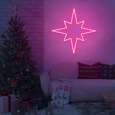 Christmas Star LED Neon Sign by Neon.Outshine glowing in bright festive light 