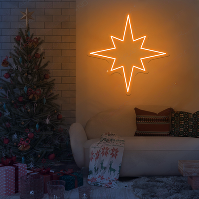 Christmas Star LED Neon Sign by Neon.Outshine glowing in bright festive light 