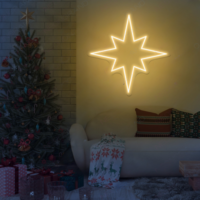 Christmas Star LED Neon Sign by Neon.Outshine glowing in bright festive light 