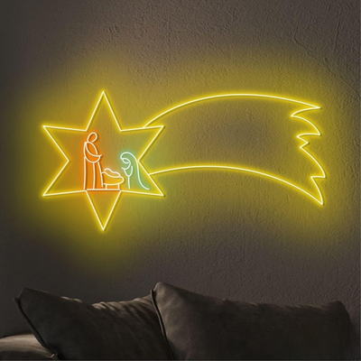 Christmas Star Neon Sign by Neon.Outshine – glowing LED neon light shaped like a bright Christmas star for festive holiday décor.
