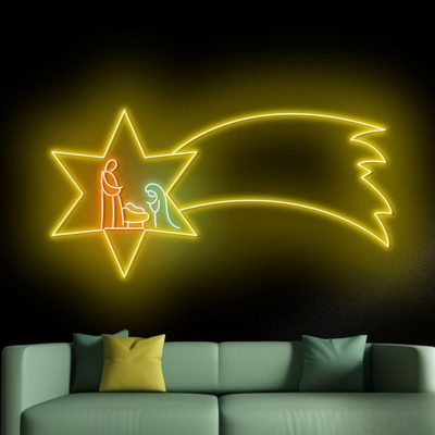 Christmas Star Neon Sign by Neon.Outshine – glowing LED neon light shaped like a bright Christmas star for festive holiday décor.