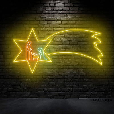 Christmas Star Neon Sign by Neon.Outshine – glowing LED neon light shaped like a bright Christmas star for festive holiday décor.