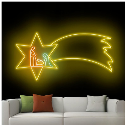 Christmas Star Neon Sign by Neon.Outshine – glowing LED neon light shaped like a bright Christmas star for festive holiday décor.