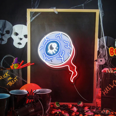 Creepy Eye Halloween Neon Sign by Neon.Outshine - Halloween-themed LED wall décor.