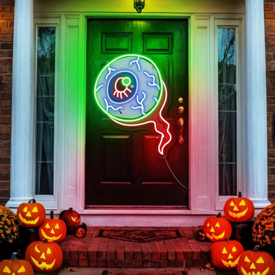 Creepy Eye Halloween Neon Sign by Neon.Outshine - Halloween-themed LED wall décor.