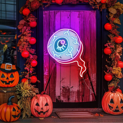 Creepy Eye Halloween Neon Sign by Neon.Outshine - Halloween-themed LED wall décor.