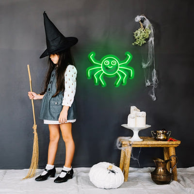 Cute Spider Halloween Neon Sign by Neon.Outshine - glowing in bright LED neon lights 