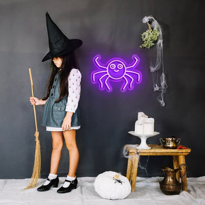 Cute Spider Halloween Neon Sign by Neon.Outshine - glowing in bright LED neon lights 
