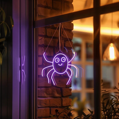 Cute Spider Halloween Neon Sign by Neon.Outshine - glowing in bright LED neon lights 