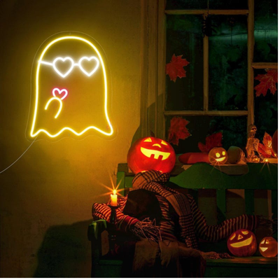 Cute ghost LED neon sign for Halloween decor, designed by Neon.outshine