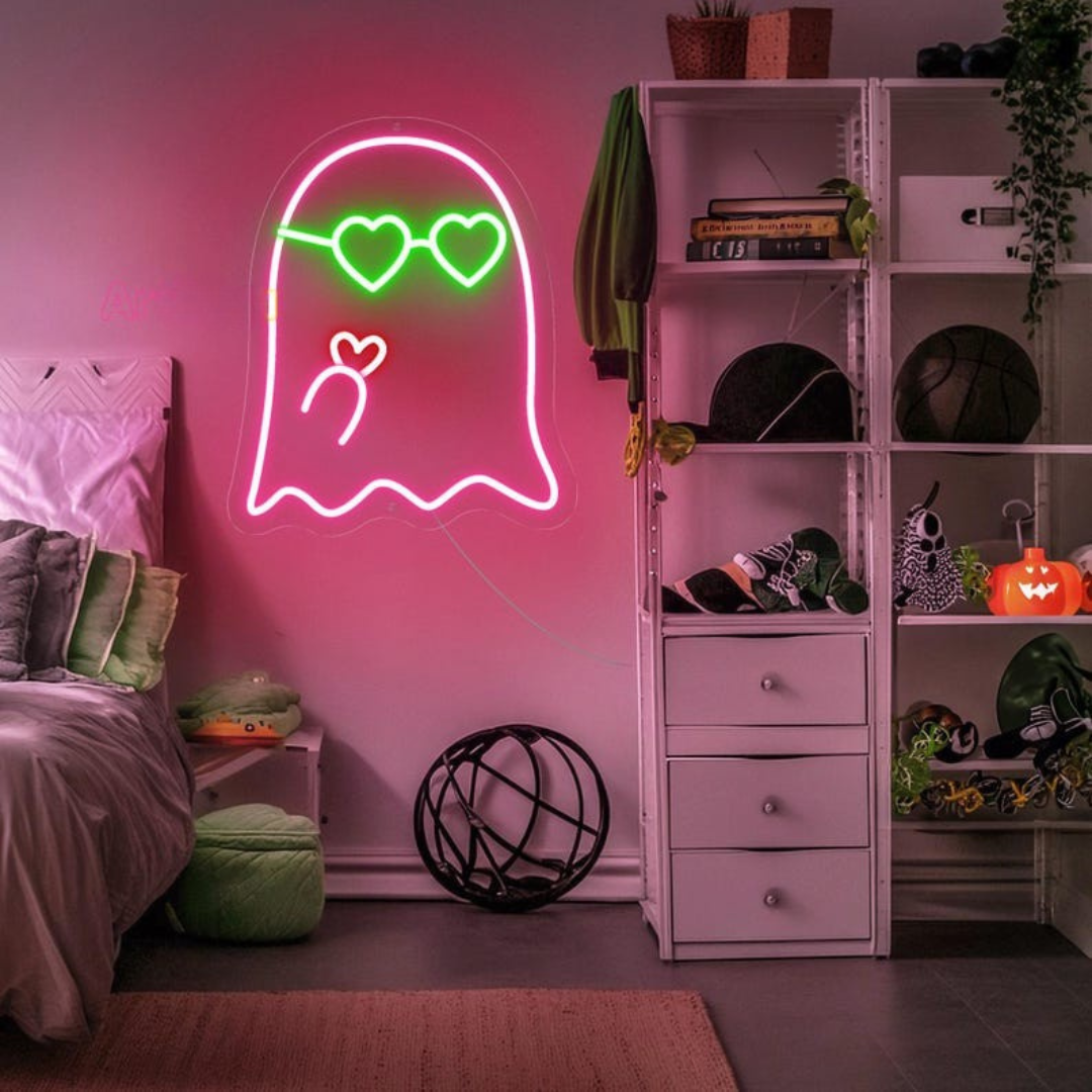 Cute ghost LED neon sign for Halloween decor, designed by Neon.outshine