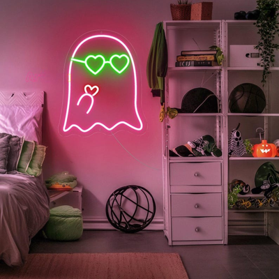 Cute ghost LED neon sign for Halloween decor, designed by Neon.outshine