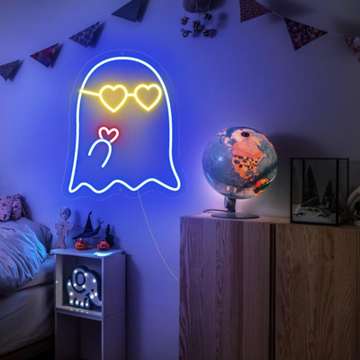 Cute ghost LED neon sign for Halloween decor, designed by Neon.outshine