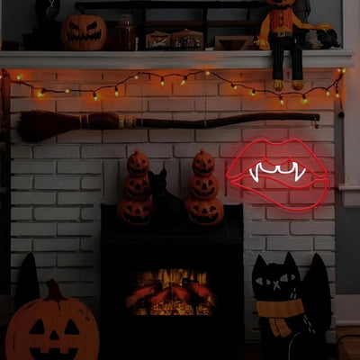 Devil’s Teeth and Lips Neon Sign  by Neon.Outshine – perfect LED wall art for Halloween