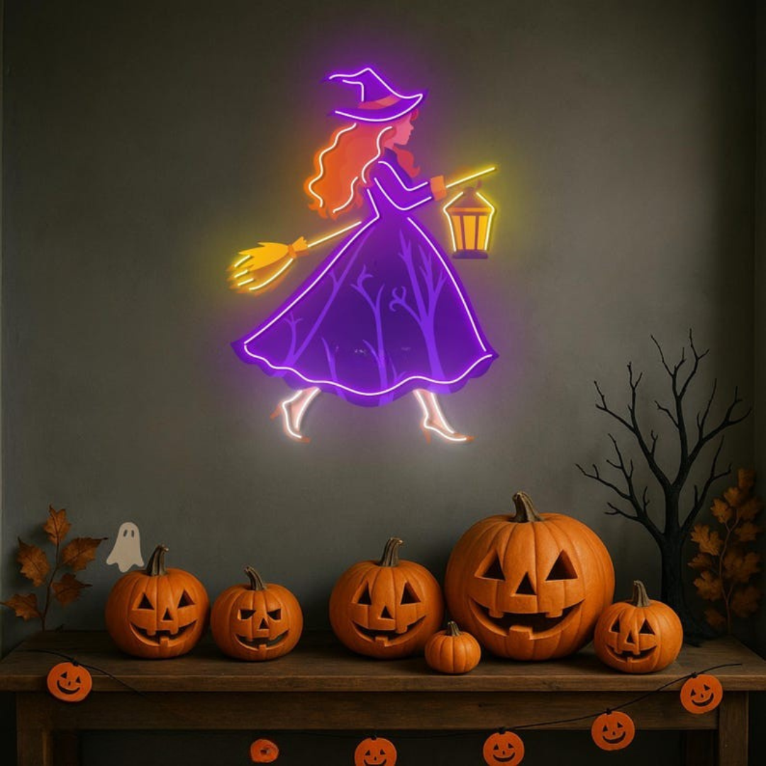 Flying witch Halloween neon sign in Printed Neon Lights by Neon.outshine 