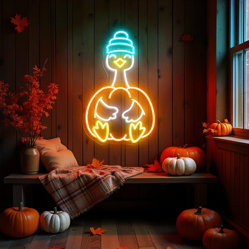 Goose Pumpkin Halloween LED neon sign glowing Vibrant Neon colors – by Neon.Outshine 