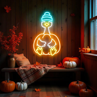 Goose Pumpkin Halloween LED neon sign glowing Vibrant Neon colors – by Neon.Outshine 
