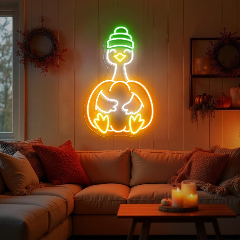 Goose Pumpkin Halloween LED neon sign glowing Vibrant Neon colors – by Neon.Outshine 