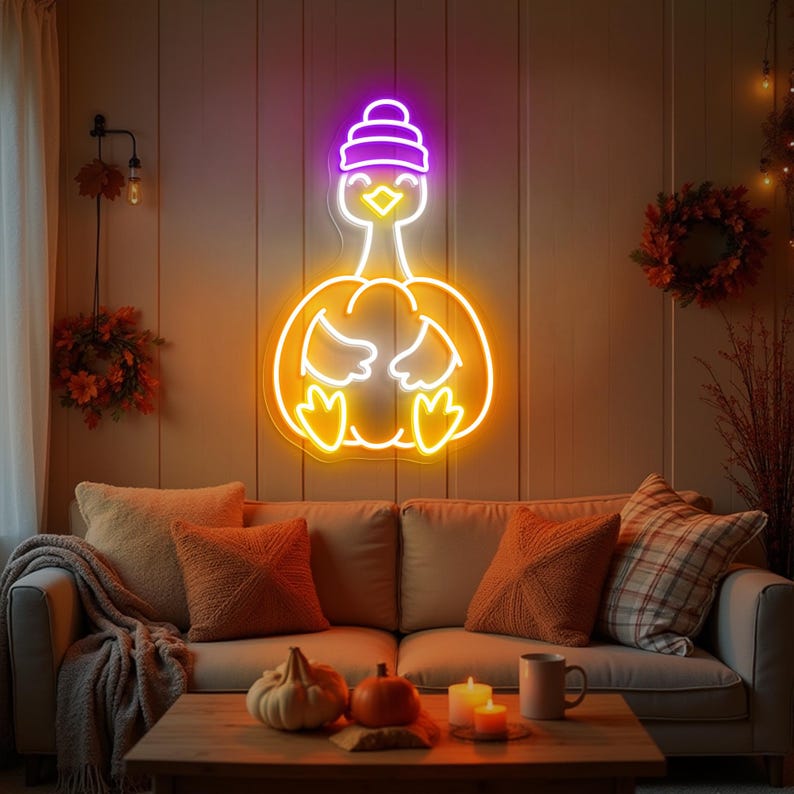 Goose Pumpkin Halloween LED neon sign glowing Vibrant Neon colors – by Neon.Outshine 
