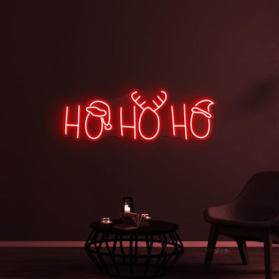 Ho Ho Ho Christmas Neon Sign by Neon.Outshine glowing red and white LED festive wall décor for Christmas parties, cozy homes, shopfronts, and seasonal photo booths.