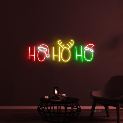 Ho Ho Ho Christmas Neon Sign by Neon.Outshine glowing red and white LED festive wall décor for Christmas parties, cozy homes, shopfronts, and seasonal photo booths.