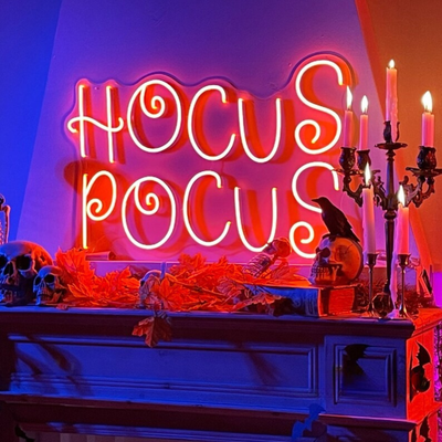 Hocus Pocus neon sign for spooky seasonal decorations by Neon.Outshine 