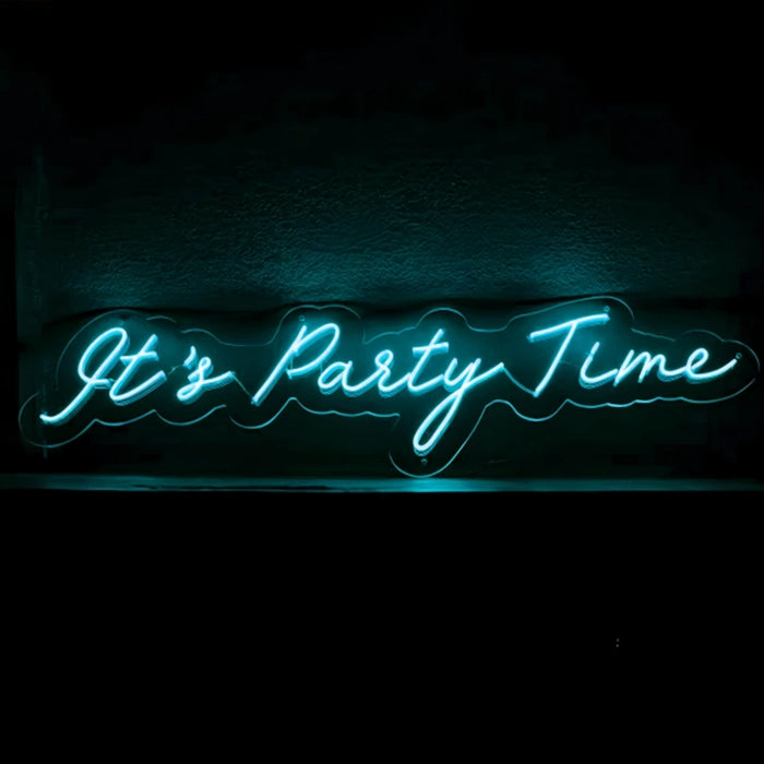 It’s Party Time” LED Neon Sign from Neon.Outshine  -  Ice Blue 
