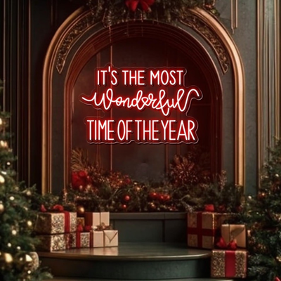 It’s The Most Wonderful Time of The Year Christmas Neon Sign by Neon.Outshine glowing in bright festive colors for holiday décor.