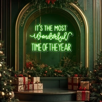 It’s The Most Wonderful Time of The Year Christmas Neon Sign by Neon.Outshine glowing in bright festive colors for holiday décor.