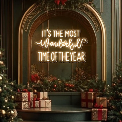 It’s The Most Wonderful Time of The Year Christmas Neon Sign by Neon.Outshine glowing in bright festive colors for holiday décor.