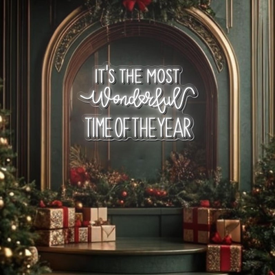It’s The Most Wonderful Time of The Year Christmas Neon Sign by Neon.Outshine glowing in bright festive colors for holiday décor.