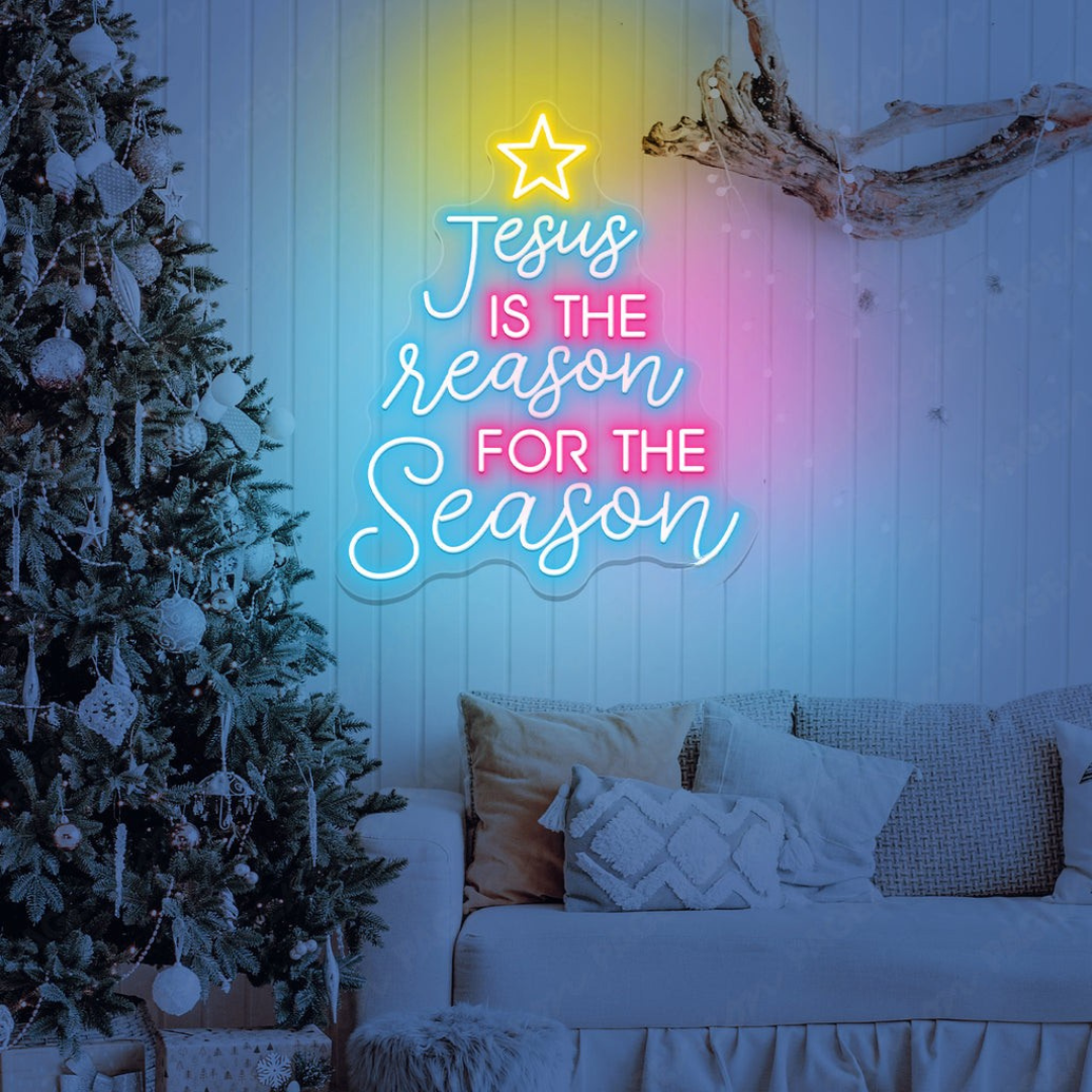 Jesus Is The Reason For The Season Christmas Neon Sign by Neon.Outshine perfect for faith-inspired holiday décor.”