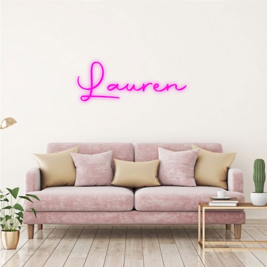 Lauren Name Neon sign glowing in warm white for modern wall decor - Neon.Outshine 