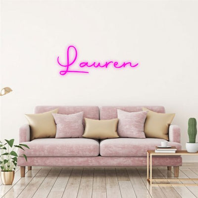 Lauren Name Neon sign glowing in warm white for modern wall decor - Neon.Outshine 