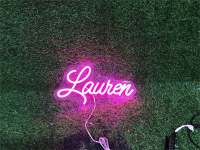 Lauren Name Neon sign glowing in warm white for modern wall decor - Neon.Outshine 