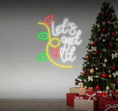 Let’s Get Lit Christmas Decoration Neon Sign by Neon.Outshine glowing in bright festive colors